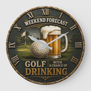 Reloj Redondo Grande Weekend Forecast Golf Drinking Golfer Gift 