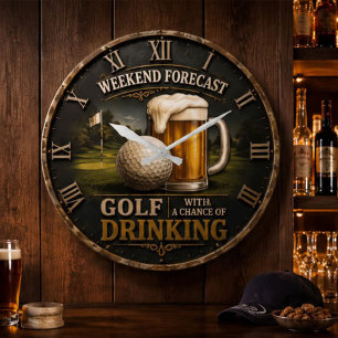 Reloj Redondo Grande Weekend Forecast Golf Drinking Golfer Gift