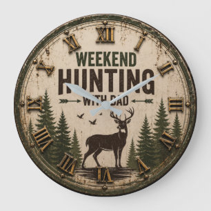 Reloj Redondo Grande Weekend Hunting with Dad Rustic Deer Hunting