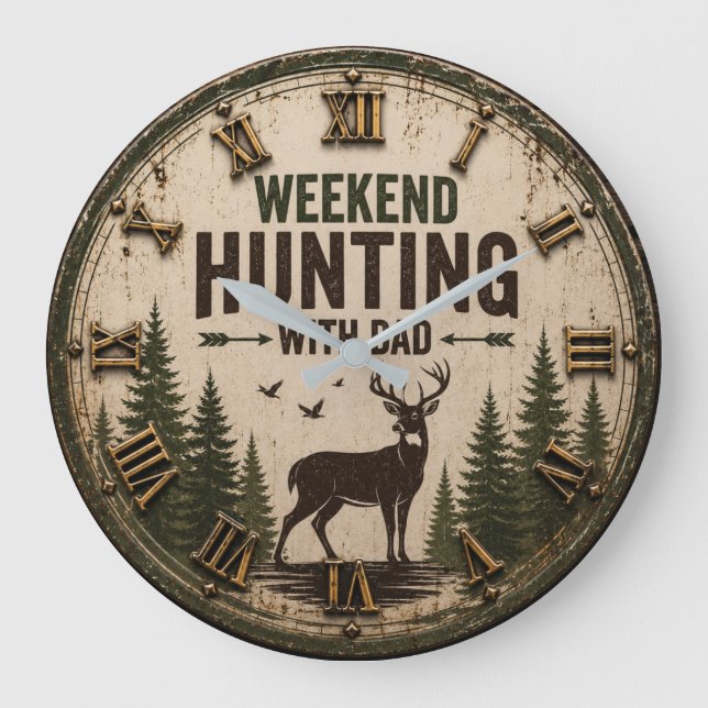 Reloj Redondo Grande Weekend Hunting with Dad Rustic Deer Hunting (Anverso)