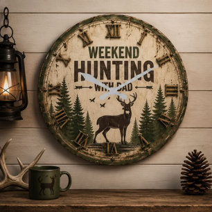 Reloj Redondo Grande Weekend Hunting with Dad Rustic Deer Hunting