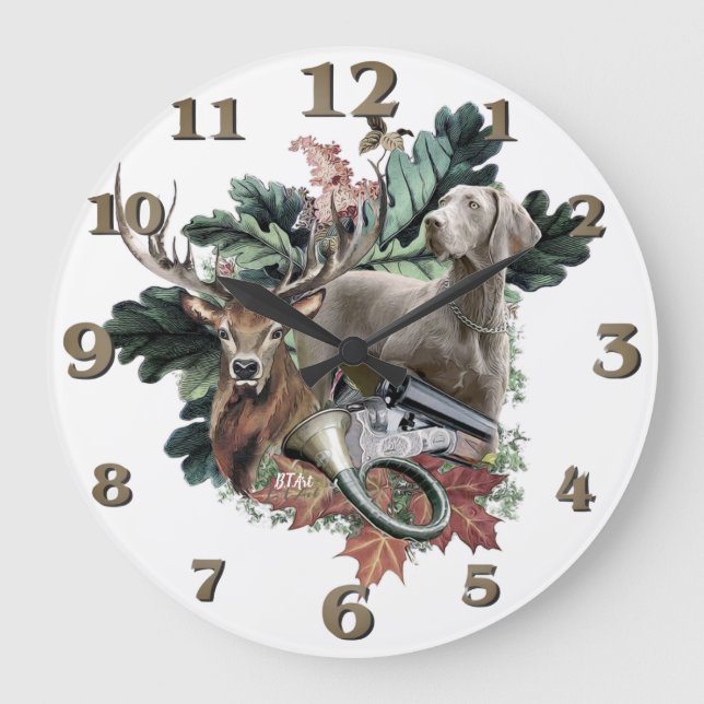 Reloj Redondo Grande  Weimaraner  (Anverso)