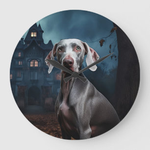 Reloj Redondo Grande Weimaraner Halloween de terror