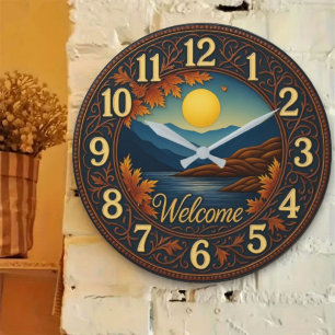 Reloj Redondo Grande Welcome entryway friendly home welcoming