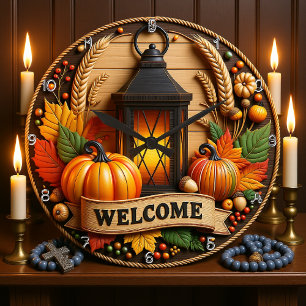 Reloj Redondo Grande Welcome Fall Lantern