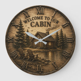 Reloj Redondo Grande Welcome to Our Cabin Rustic Lake House