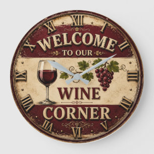 Reloj Redondo Grande Welcome to Our Wine Corner