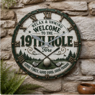 Reloj Redondo Grande Welcome to the 19th Hole Funny Golf Bar