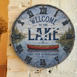 Reloj Redondo Grande Welcome to the Lake Canoe House 