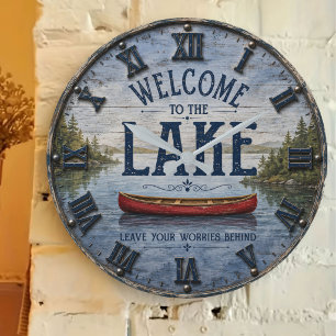 Reloj Redondo Grande Welcome to the Lake Canoe House