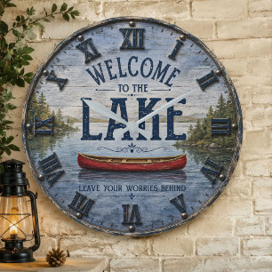Reloj Redondo Grande Welcome to the Lake Canoe House 
