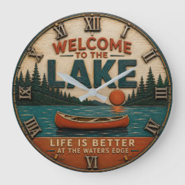 Reloj Redondo Grande Welcome to the Lake House Cabin Decor