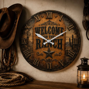 Reloj Redondo Grande Welcome to the Ranch Western Ranch House Farm