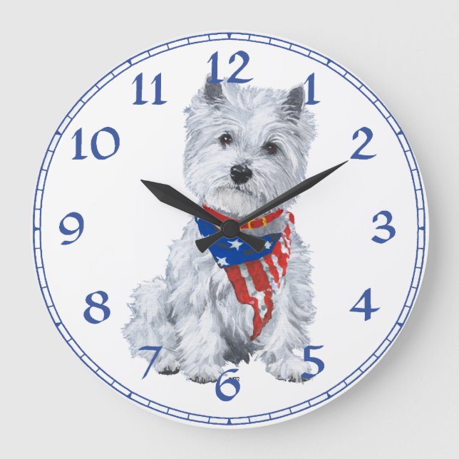 Reloj Redondo Grande West Highland White Terrier Clock (Anverso)