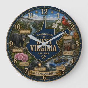 Reloj Redondo Grande West Virginia State Mountain Appalachian Heritage