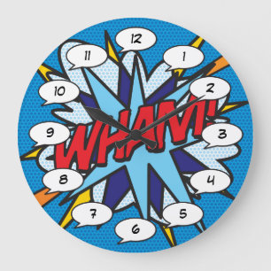 Reloj Redondo Grande WHAM Diversión Retro Cómic Arte Pop