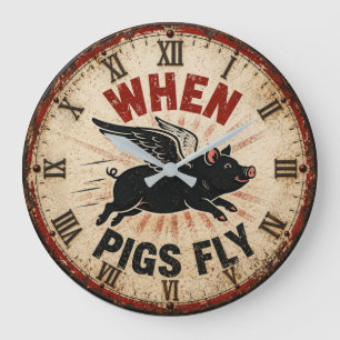 Reloj Redondo Grande When Pigs Fly Funny Farmhouse