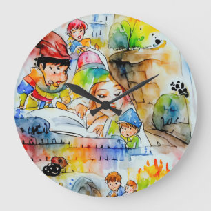 Reloj Redondo Grande Whimsical Fairy Tale Ilustracion