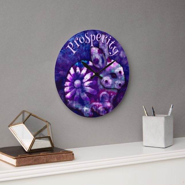 Reloj Redondo Grande Whimsical Floral Bunny Rabbit Personalized (Oficina)