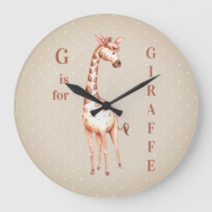 Reloj Redondo Grande Whimsical G es para GIRAFFE Polka Dots