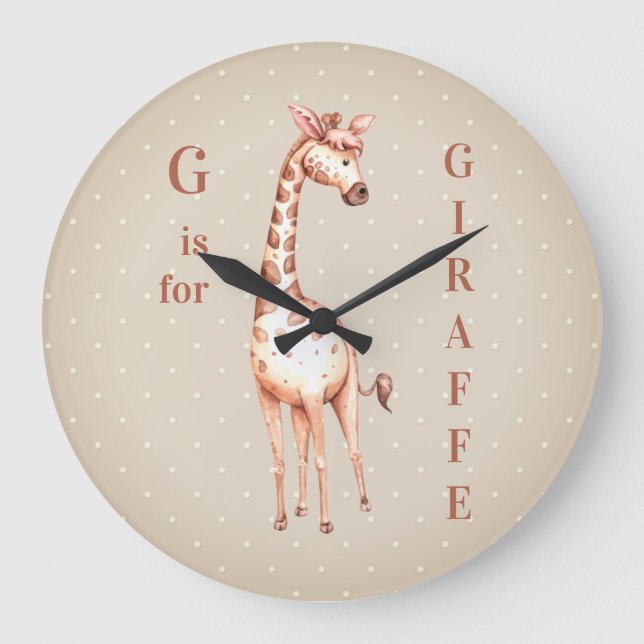 Reloj Redondo Grande Whimsical G es para GIRAFFE Polka Dots (Anverso)