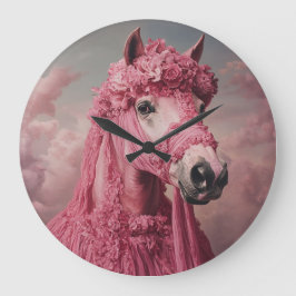 Reloj Redondo Grande Whimsical Pink Horse Wall Clock - Elegant Fantasy
