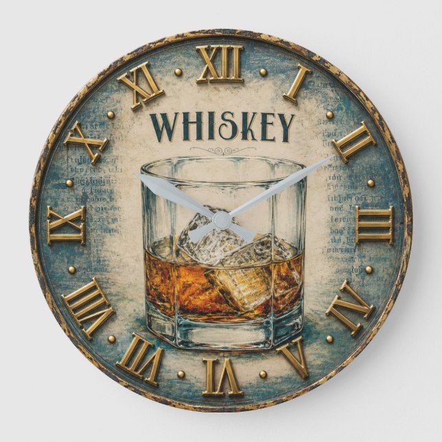 Reloj Redondo Grande Whiskey Glass Bar Decor (Anverso)
