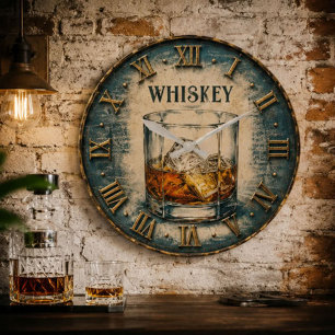 Reloj Redondo Grande Whiskey Glass Bar Decor