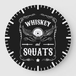 Reloj Redondo Grande Whiskey y Squats - Motivación por "Levantamiento d