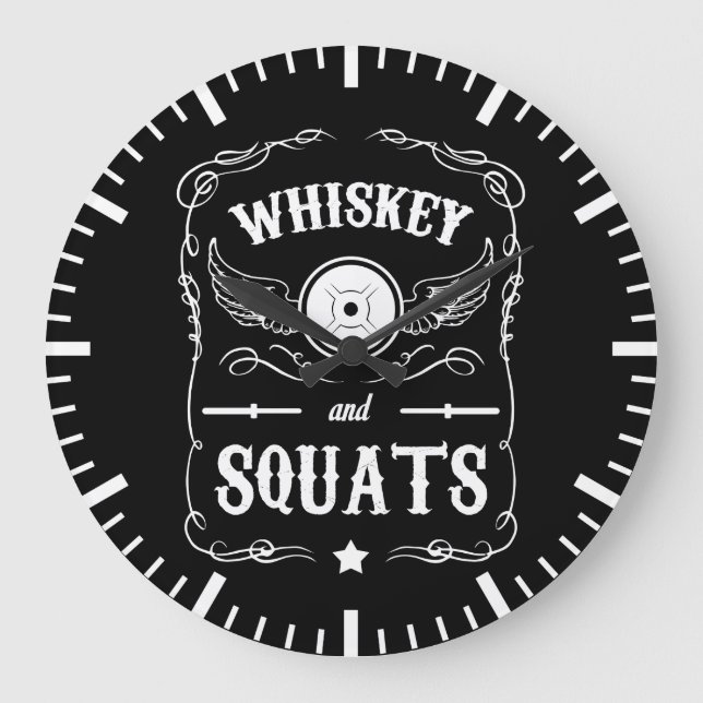 Reloj Redondo Grande Whiskey y Squats - Motivación por "Levantamiento d (Anverso)