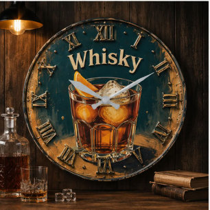 Reloj Redondo Grande Whisky Glass Bar Decor