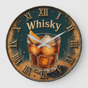 Reloj Redondo Grande Whisky Glass Bar Decor