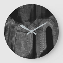 Reloj Redondo Grande Whitby abbey Gothic arches old black & white