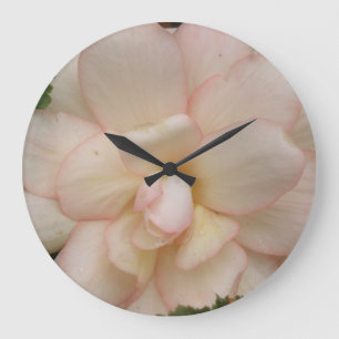 Reloj Redondo Grande White Begonia Flower Wall Clock