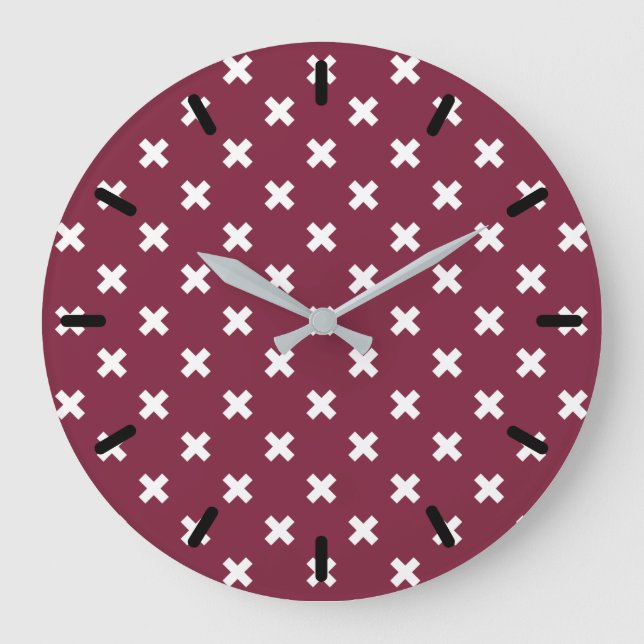 Reloj Redondo Grande White cross stitches on mulberry (Anverso)
