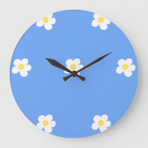 Reloj Redondo Grande White Flowers on Lilac Background