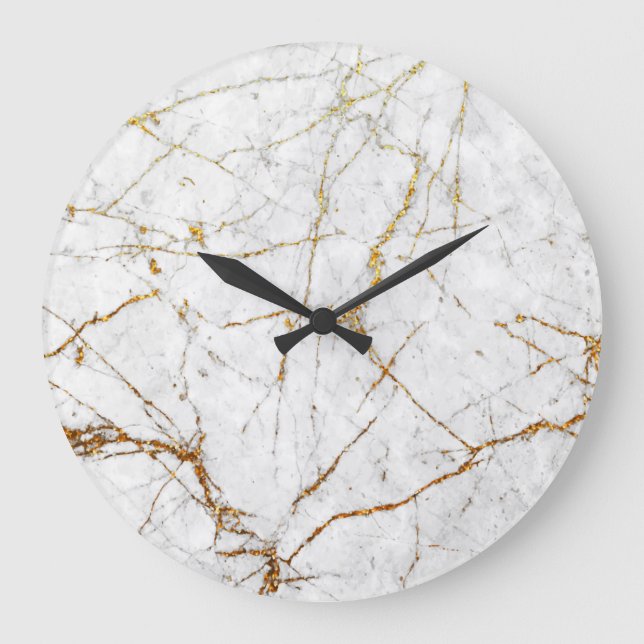 Reloj Redondo Grande White & gold marble (Anverso)