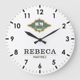 Reloj Redondo Grande White Green Monogram Crest Luxury Gift