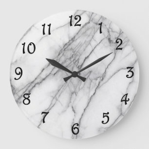 Reloj Redondo Grande White Marble Wall Clock