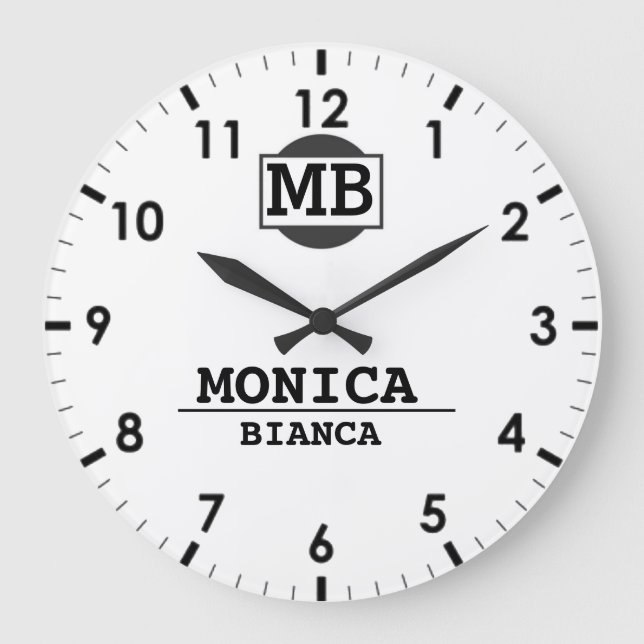 Reloj Redondo Grande White  Personalized Custom Monogram Minimalist  (Anverso)