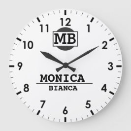 Reloj Redondo Grande White Personalized Custom Monogram Minimalist