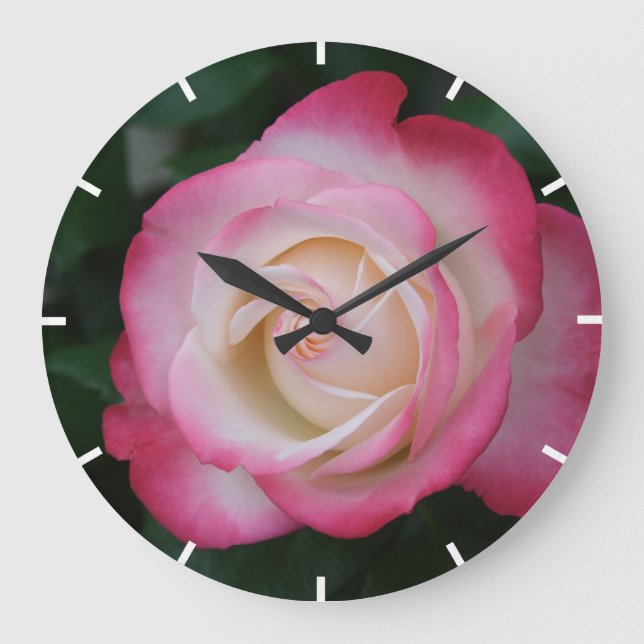 Reloj Redondo Grande White Pink Rose (Anverso)