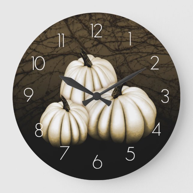 Reloj Redondo Grande White Pumpkins (Anverso)