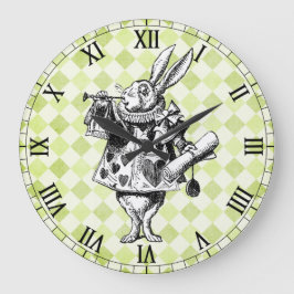 Reloj Redondo Grande White Rabbit Checkered Wall Clock