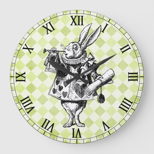 Reloj Redondo Grande White Rabbit Checkered Wall Clock (Anverso)