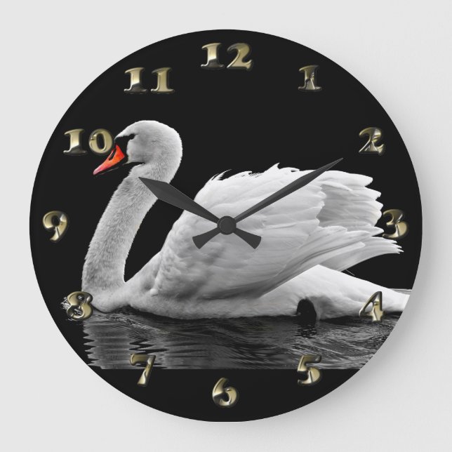 Reloj Redondo Grande White Swan on Lake (Anverso)