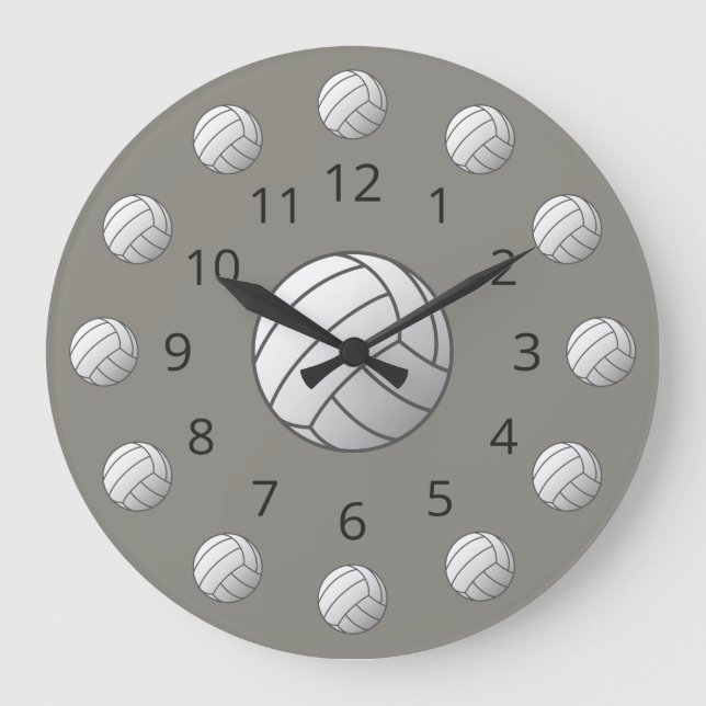 Reloj Redondo Grande White Volleyball Atom with Numbers Large Clock (Anverso)