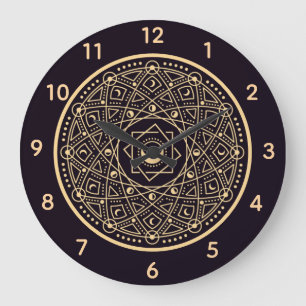 Reloj Redondo Grande Wiccan Symbols