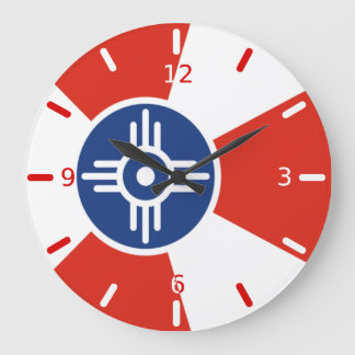 Reloj Redondo Grande Wichita (Kansas) flag Large Clock