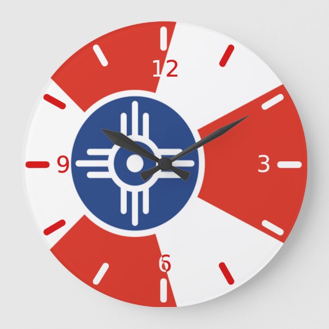 Reloj Redondo Grande Wichita (Kansas) flag Large Clock (Anverso)